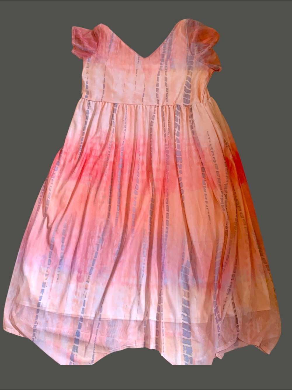 ONE WORLD Pastel Ombre V-Neck Maxi Dress in Pink, Cream, Yellow - Picture 4 of 6